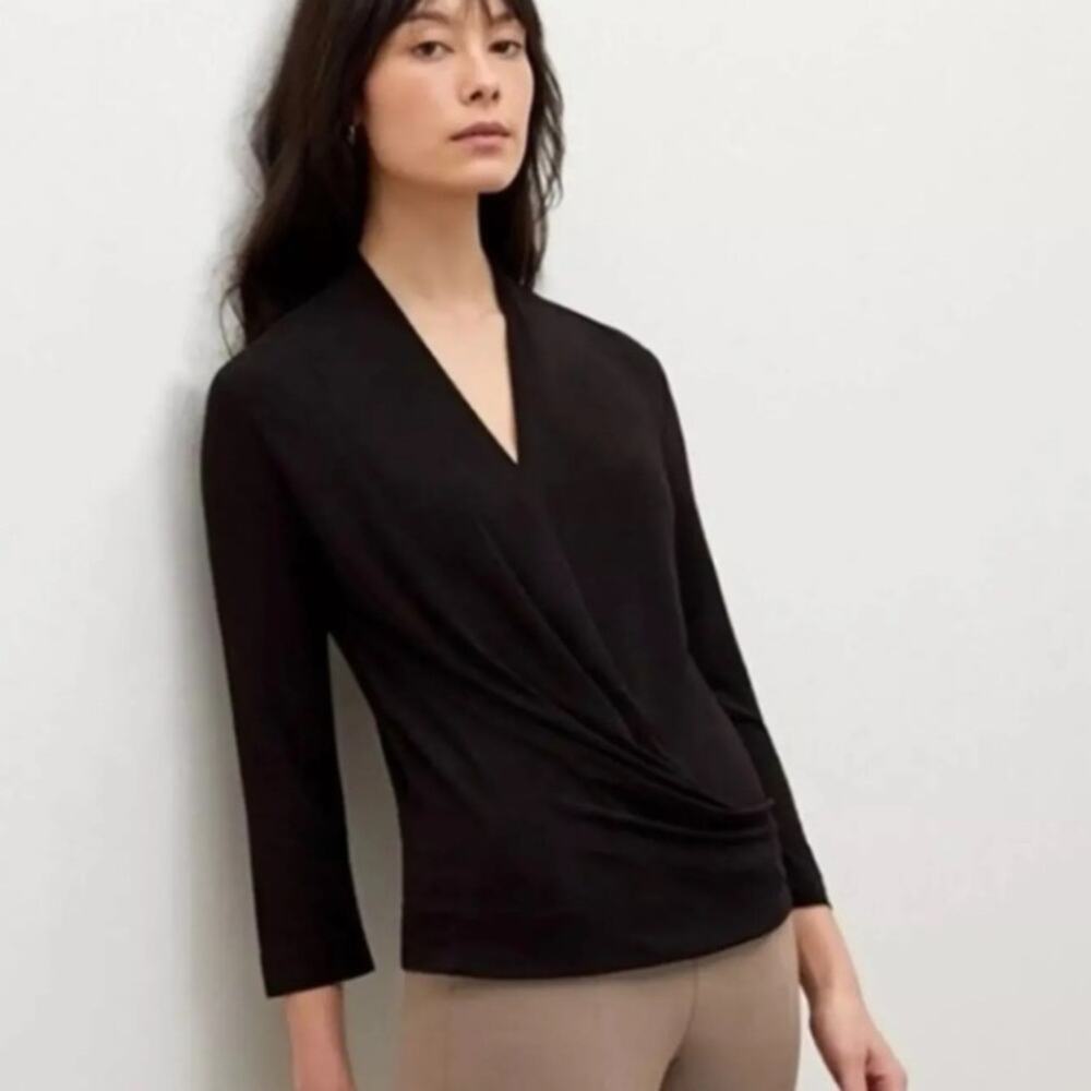 M.M Lafleur Deneuve Black Drape Elegant Black Women's Top size small